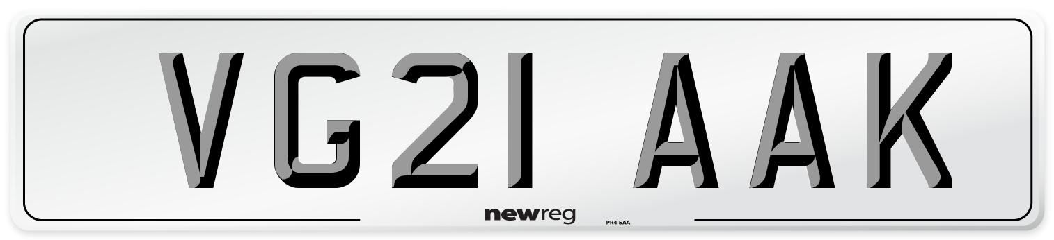 VG21 AAK Number Plate from New Reg